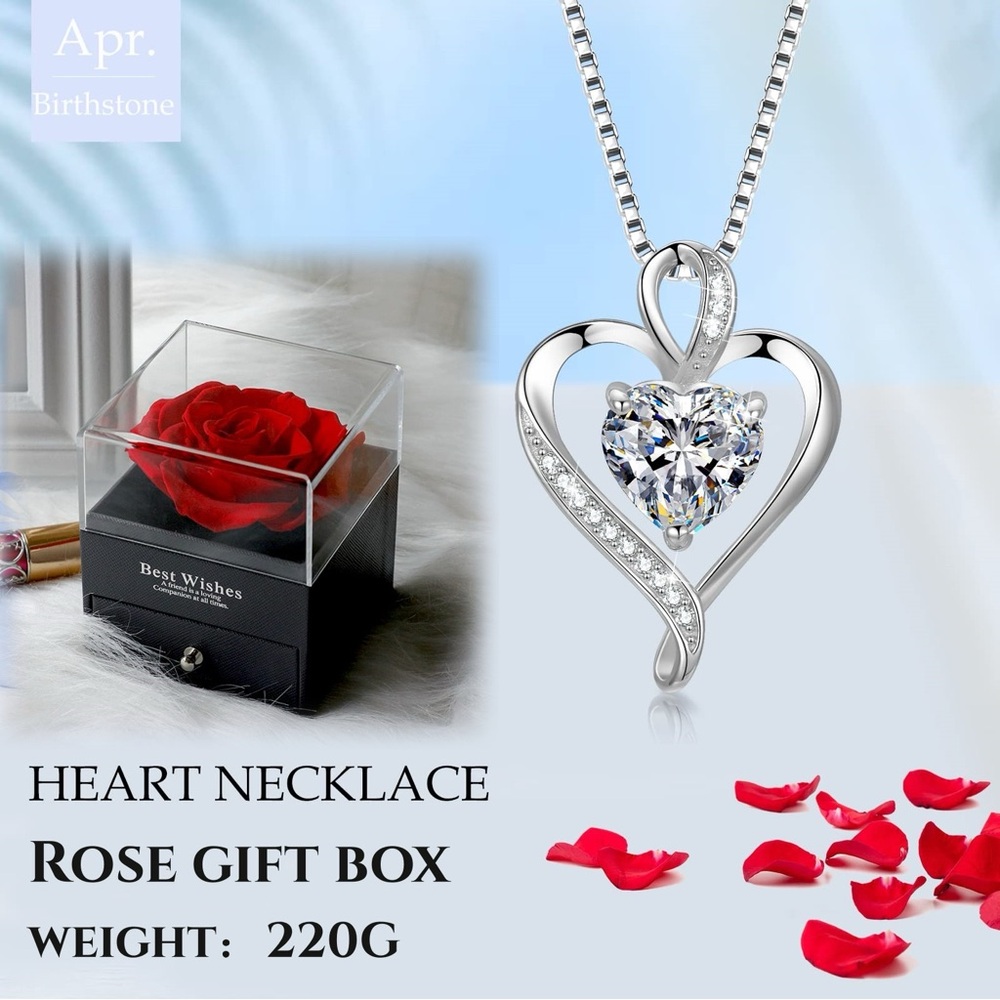 Silver Heart Necklace with Crystal Pendant